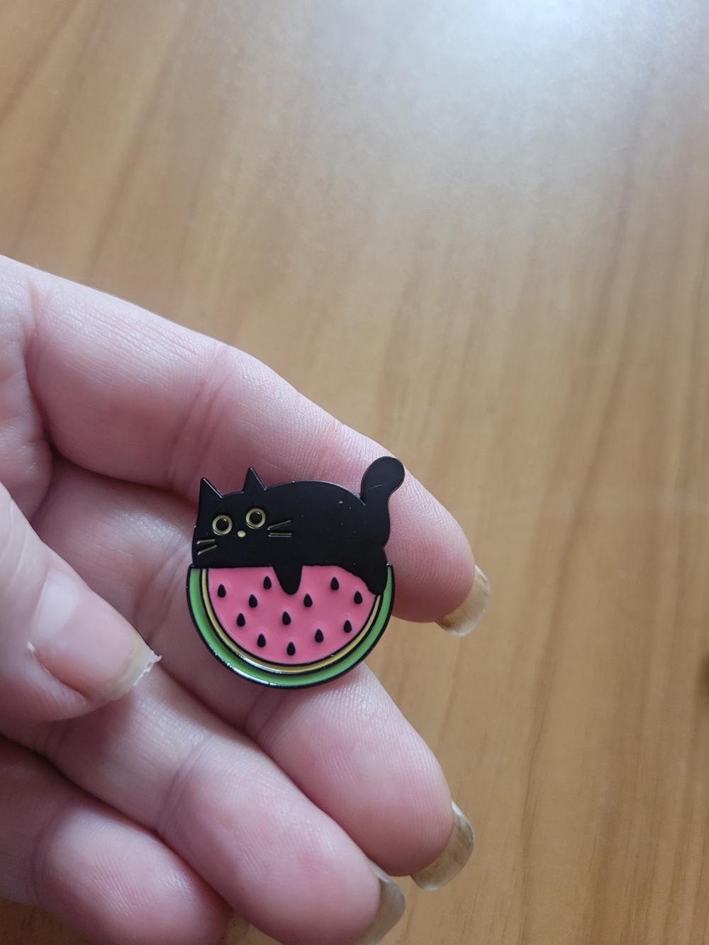 👻BUY 1 GET 1 FREE👻 Black Cat on Pink Watermelon Enamel Brooch